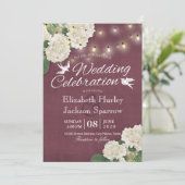 Einladung zur Hochzeit White Hydrangeas String Lig (Stehend Vorderseite)