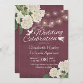 Einladung zur Hochzeit White Hydrangeas String Lig (Vorne/Hinten)