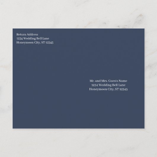 Einladung zur Hochzeit White on Midnight Blue Vint (Rückseite)