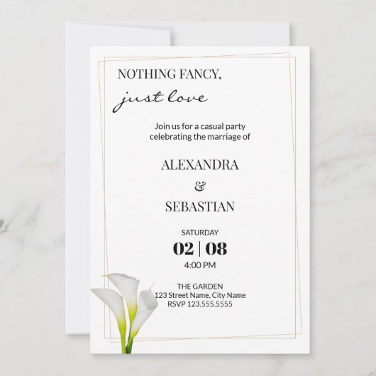 Einladung zur Hochzeitsempfehlung bei Calla Lily (Vorderseite)