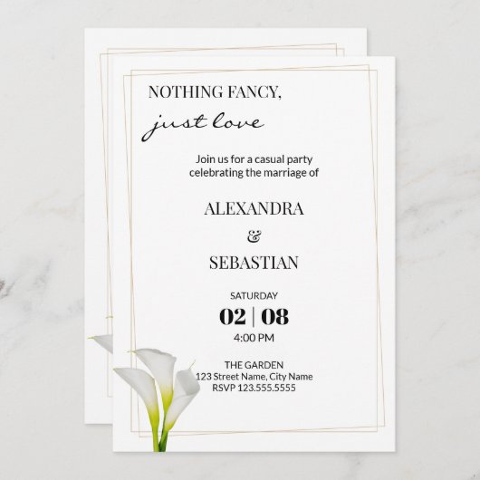 Einladung zur Hochzeitsempfehlung bei Calla Lily (Vorne/Hinten)