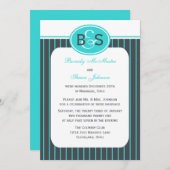 Einladung zur Hochzeitsempfehlung — Blaues Monogra (Vorne/Hinten)