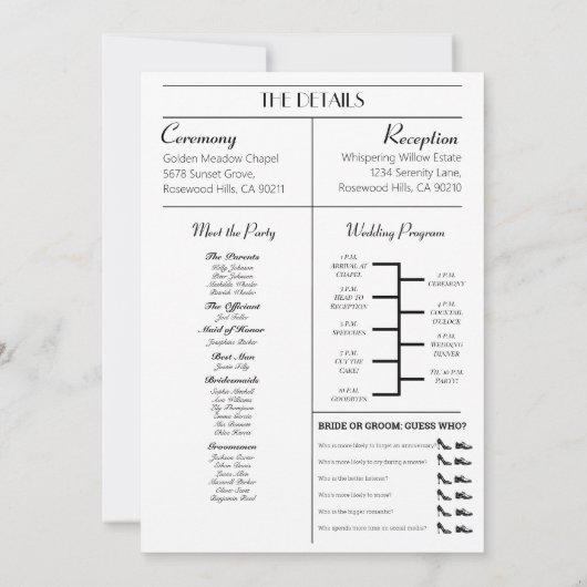 Einladung zur Hochzeitseröffnungsfeier (Rückseite)