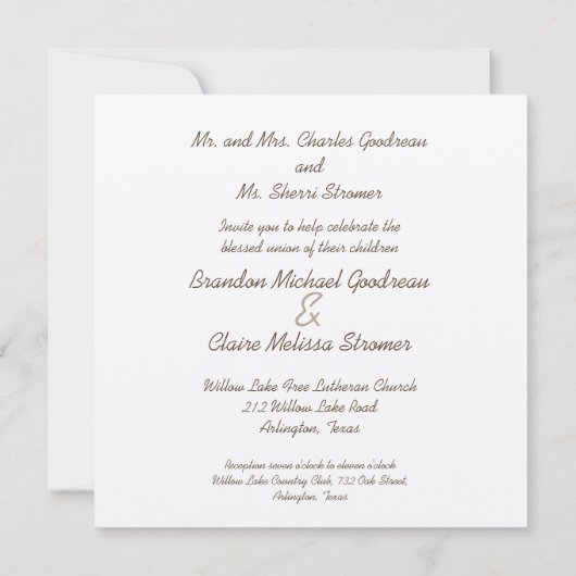 Einladung zur Hochzeitsfeier (Rückseite)