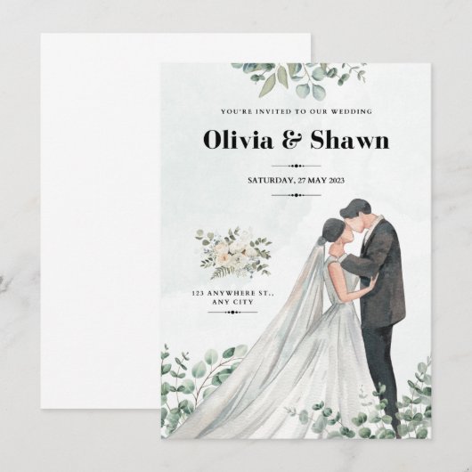 Einladung zur Hochzeitsfeier (Vorne/Hinten)