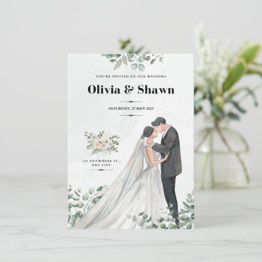 Einladung zur Hochzeitsfeier (Stehend Vorderseite)