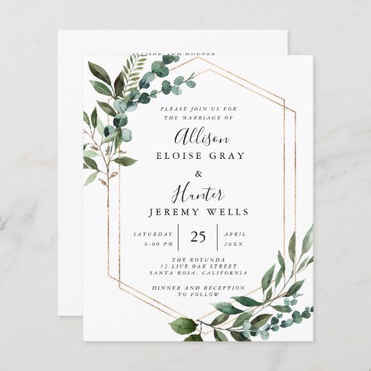 Einladung zur Hochzeitsfeier (Vorne/Hinten)