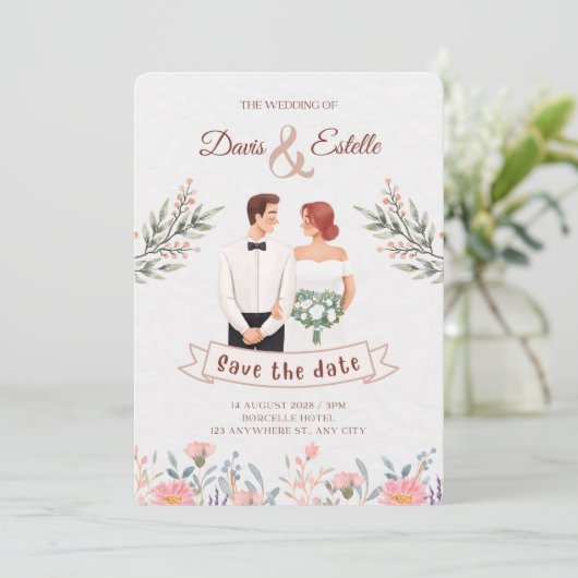 Einladung zur Hochzeitsfeier (Stehend Vorderseite)