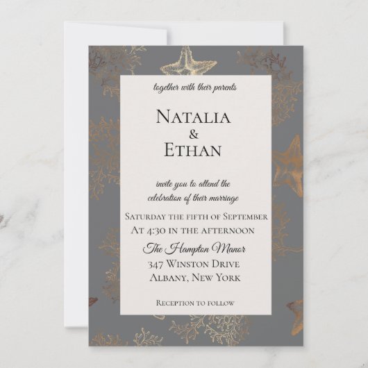 Einladung zur Hochzeitsfeier am Meer (Vorderseite)