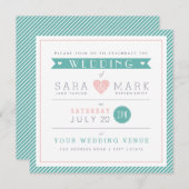 Einladung zur Hochzeitsfeier am modernen Minzstrei (Vorne/Hinten)