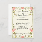 Einladung zur Hochzeitsfeier am rosa Blumenrand (Vorne/Hinten)