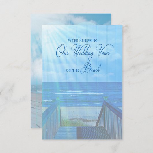 Einladung zur Hochzeitsfeier am Strand - Meer/Sonn (Vorne/Hinten)