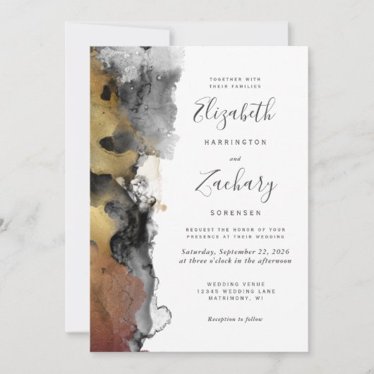 Einladung zur Hochzeitsfeier an der abstrakten Sch (Vorderseite)