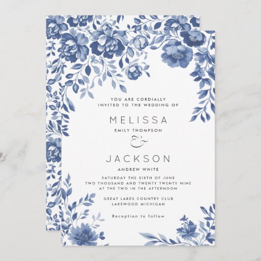 Einladung zur Hochzeitsfeier an der blauen Grenze (Vorne/Hinten)