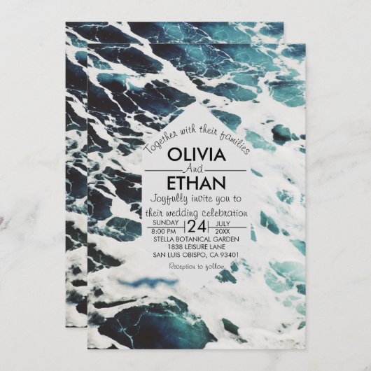 Einladung zur Hochzeitsfeier an der Küste (Vorne/Hinten)