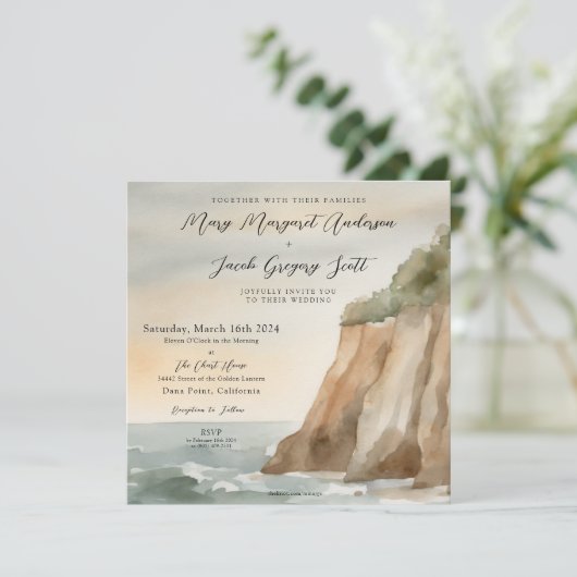 Einladung zur Hochzeitsfeier an der Küste (Stehend Vorderseite)