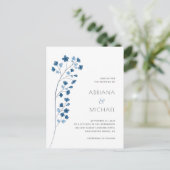 Einladung zur Hochzeitsfeier auf der modernen Blue Postkarte (Stehend Vorderseite)