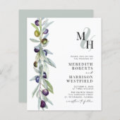 Einladung zur Hochzeitsfeier der Olive Branch Mono (Vorne/Hinten)