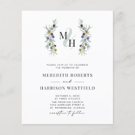 Einladung zur Hochzeitsfeier der Olive Branch Mono