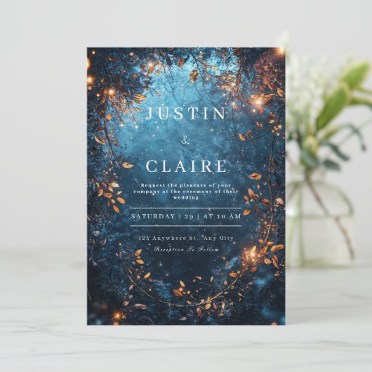 Einladung zur Hochzeitsfeier der verzauberten Nach (Stehend Vorderseite)