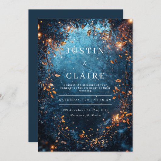 Einladung zur Hochzeitsfeier der verzauberten Nach (Vorne/Hinten)