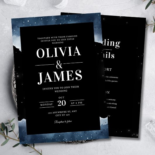 Einladung zur Hochzeitsfeier, eleganter Nachthimme