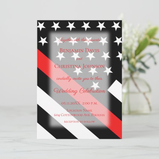 Einladung zur Hochzeitsfeier für Feuerwehrleute (Stehend Vorderseite)