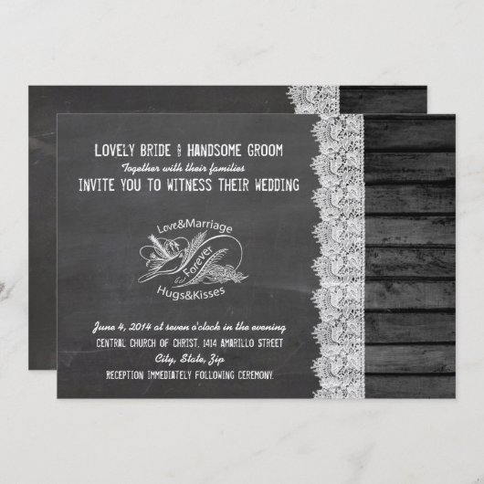 Einladung zur Hochzeitsfeier für Holzschnitzel (Vorne/Hinten)