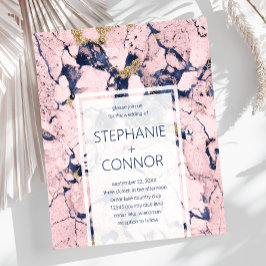 Einladung zur Hochzeitsfeier für Navy Blush Gold