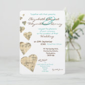 Einladung zur Hochzeitsfeier für Vintage Kartograf (Stehend Vorderseite)