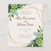 Einladung zur Hochzeitsfeier im grünen und goldene Flyer (Vorne)