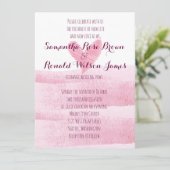 Einladung zur Hochzeitsfeier im Pink Watercolor (Stehend Vorderseite)