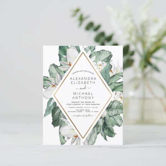 Einladung zur Hochzeitsfeier im tropischen Magnoli (Stehend Vorderseite)