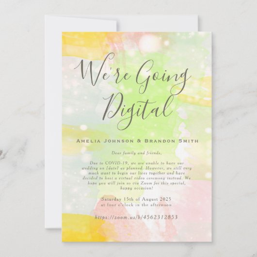 Einladung zur Hochzeitsfeier im Wasserfarbenbereic (Vorderseite)