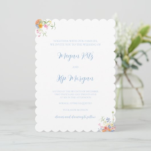 Einladung zur Hochzeitsfeier im Wasserfarbenfrühli (Stehend Vorderseite)