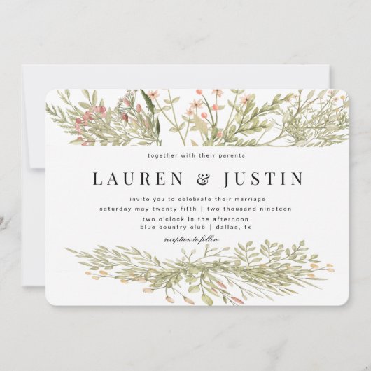 Einladung zur Hochzeitsfeier im Zauberwald (Vorderseite)