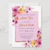 Einladung zur Hochzeitsfeier in Aquarellfarben, Ro (Vorderseite)