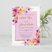 Einladung zur Hochzeitsfeier in Aquarellfarben, Ro (Stehend Vorderseite)