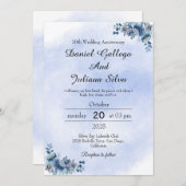 Einladung zur Hochzeitsfeier in Blauer Flora (Vorne/Hinten)