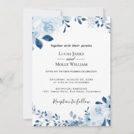 Einladung zur Hochzeitsfeier in blauer Französisch