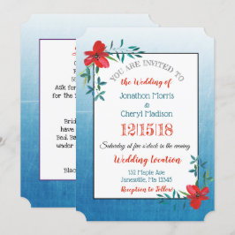 Einladung zur Hochzeitsfeier in blauer und roter B