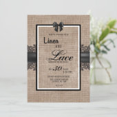 Einladung zur Hochzeitsfeier in Burlap, Linen und  (Stehend Vorderseite)