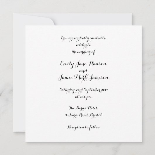 Einladung zur Hochzeitsfeier in der Liebe von Cust (Rückseite)