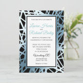 Einladung zur Hochzeitsfeier in Eisblau und schwar (Stehend Vorderseite)