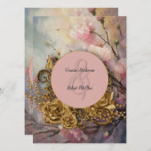 Einladung zur Hochzeitsfeier in Farbe und Gold (Vorne/Hinten)