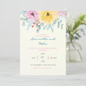 Einladung zur Hochzeitsfeier in Gelb und Rosa (Stehend Vorderseite)