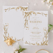 Einladung zur Hochzeitsfeier in Gold-Wildblume