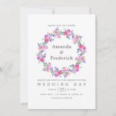 Einladung zur Hochzeitsfeier in heißen Rosa (Vorderseite)