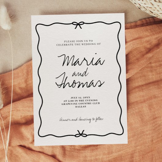 Einladung zur Hochzeitsfeier in moderner Handarbei