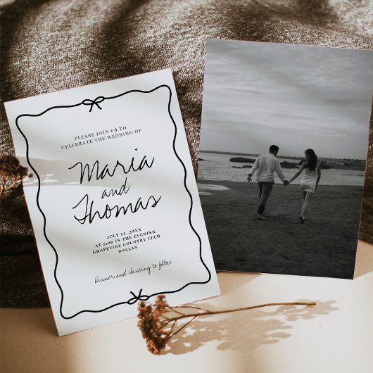 Einladung zur Hochzeitsfeier in moderner Handarbei